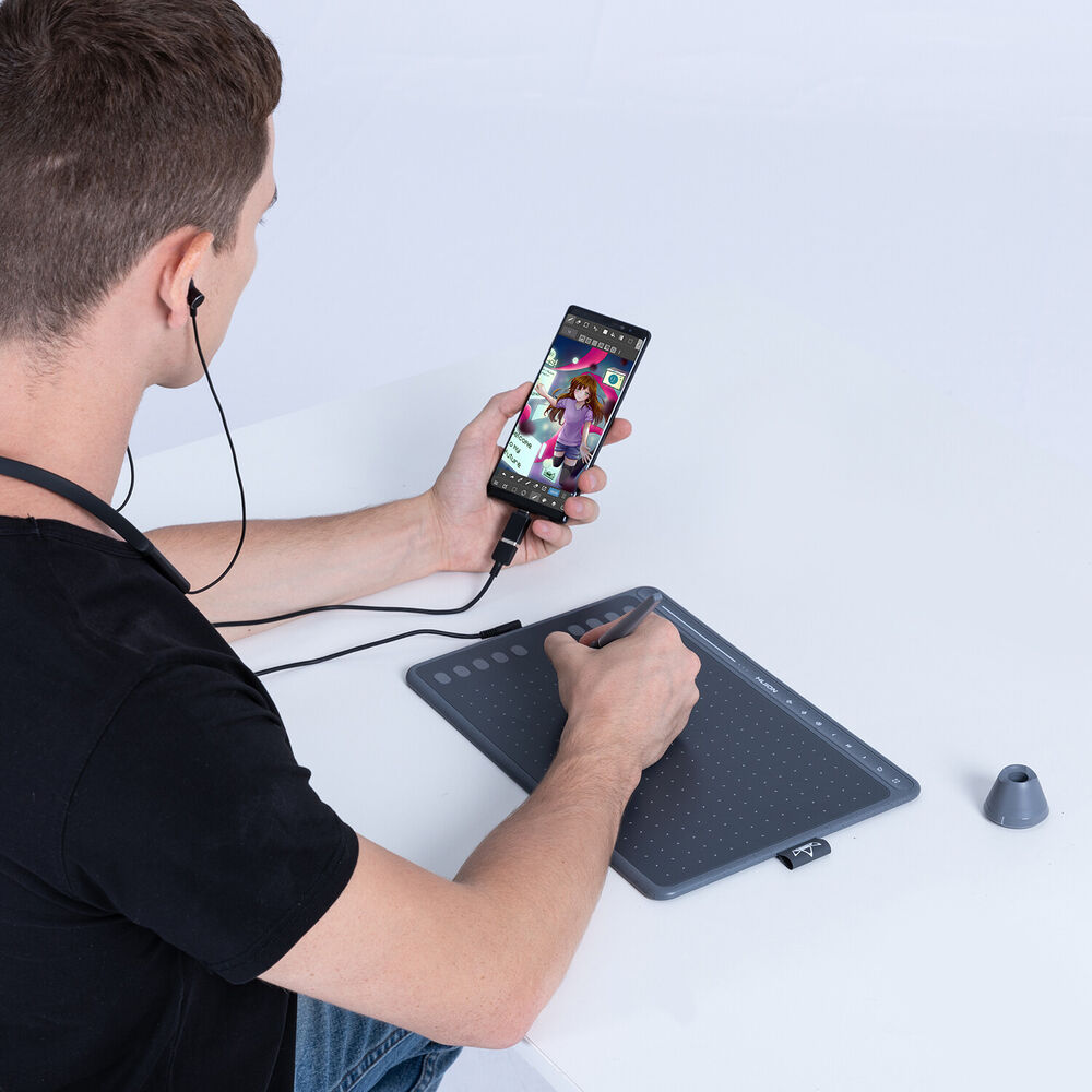 Huion HS611 Graphics Tablet - Certified Refurbished with Tilt and Battery-Free Pen