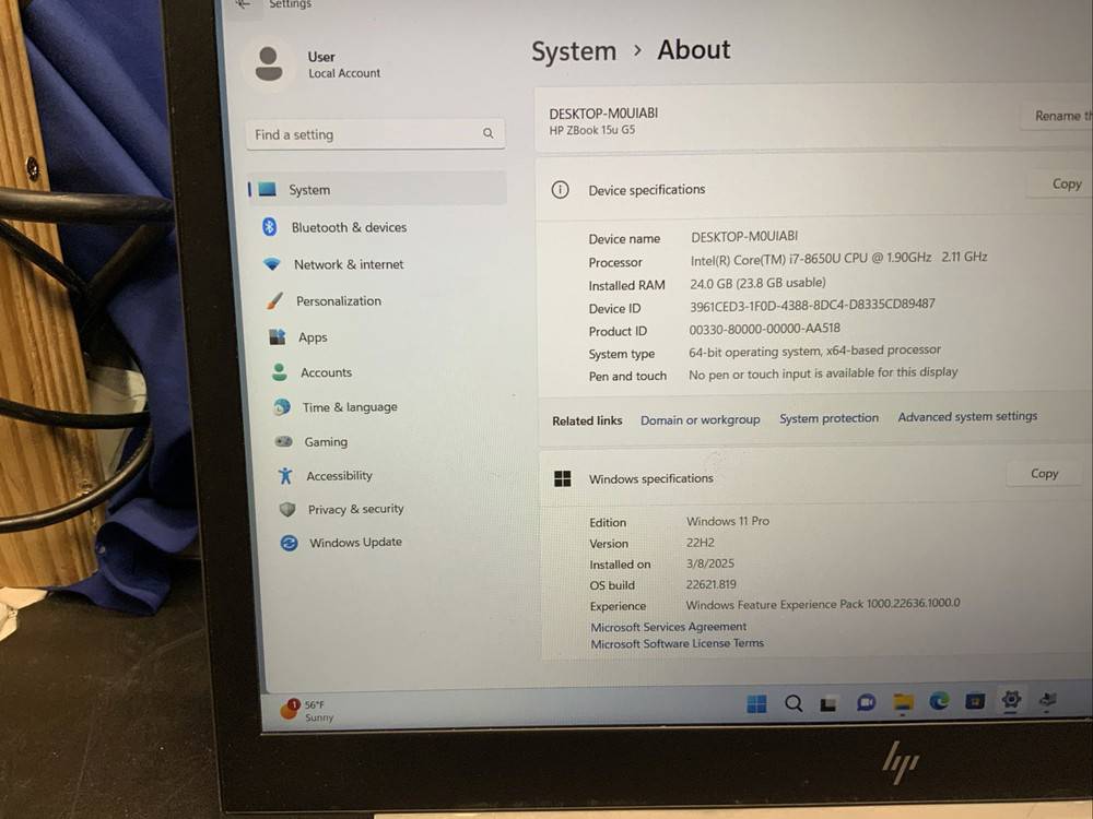HP ZBook 15u G5 Laptop with Intel i7, 24GB RAM, 512GB SSD