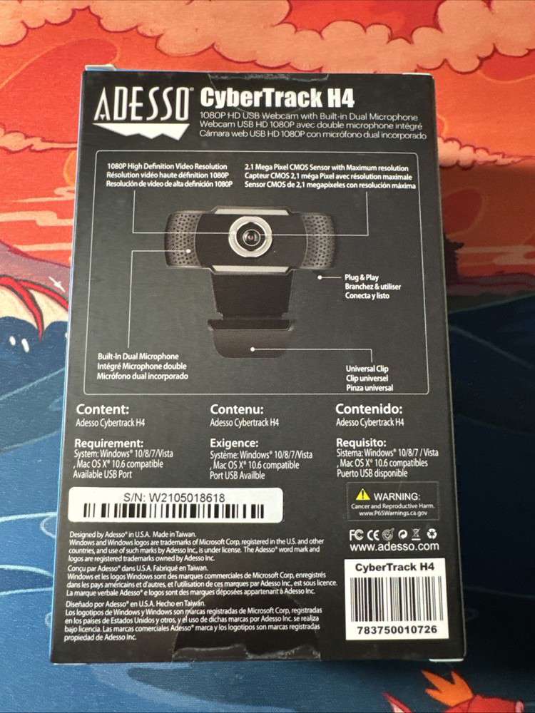 Adesso CyberTrack H4 HD 1080P USB Webcam with Dual Microphones