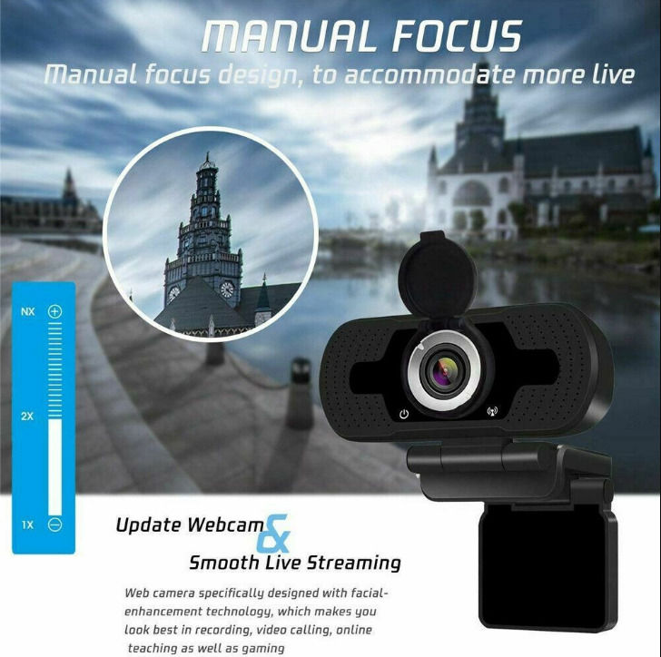 1080P Full HD USB 2.0 Webcam with Microphone for PC and Laptop
