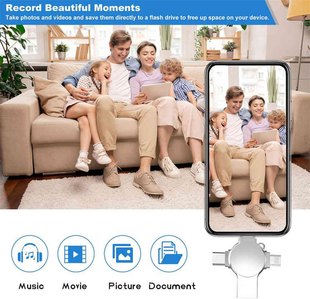 4in1 USB 3.0 Flash Drive with OTG Type-C for iPhone & Samsung