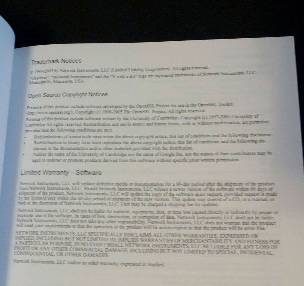Network Instruments Observer 11 Reference Guide 2005 Paperback