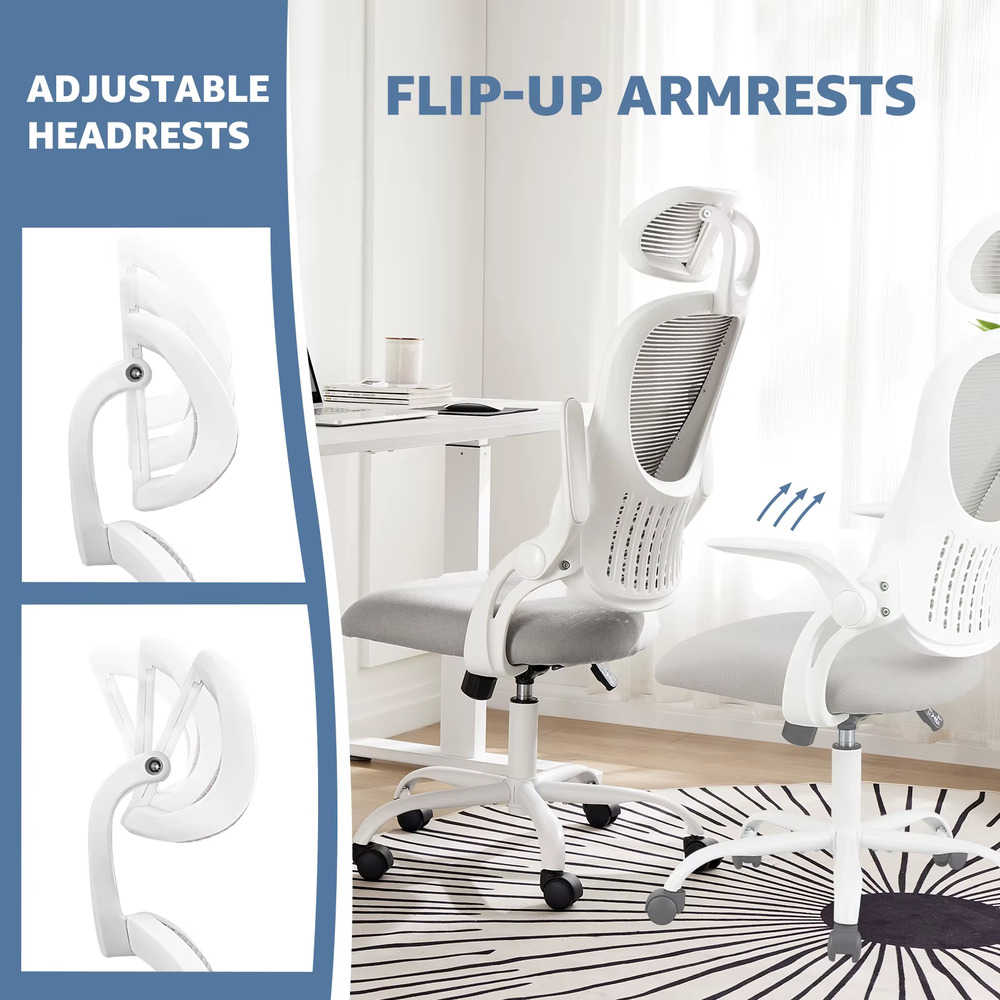 Ergonomic Mesh Office Chair with Flip-Up Arms and Adjustable Headrest