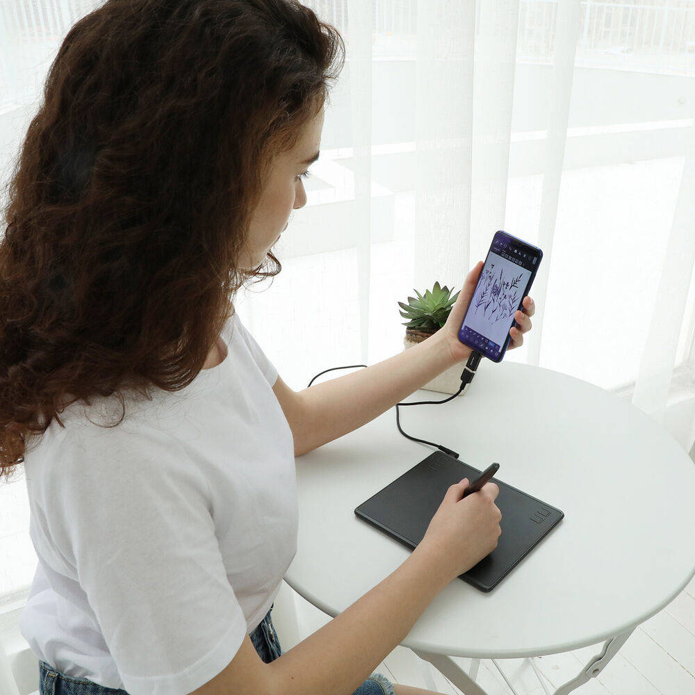 HUION HS64 Graphics Tablet - 8192 Levels of Pressure, Battery-Free, Compatible with Windows/macOS/Android