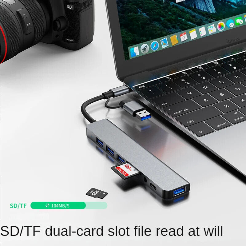 USB-C Multi-Port Docking Station with USB 3.0, SD/TF Card Reader, Audio Jack