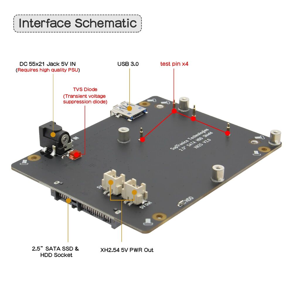 Raspberry Pi 4 SATA Storage Expansion Board X825 V2.0