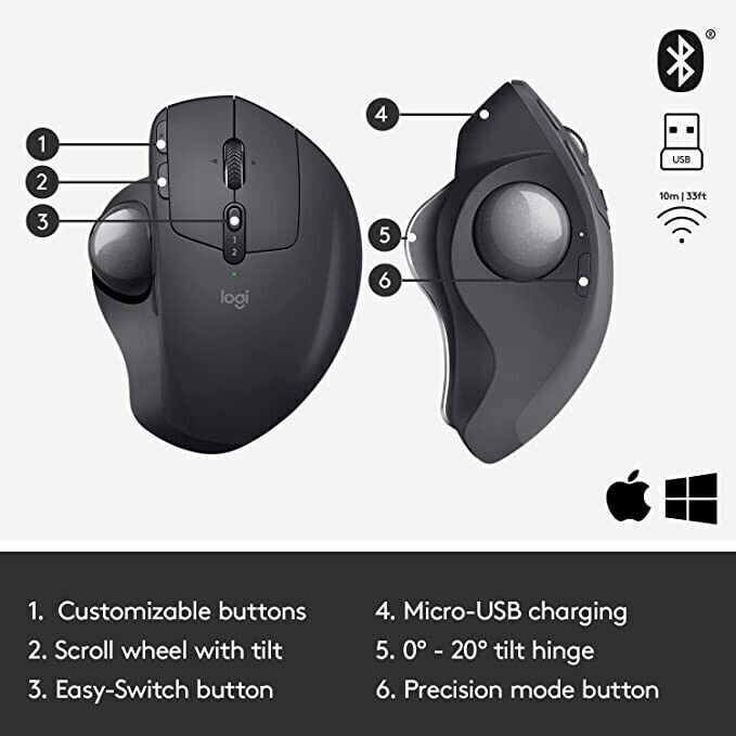 Logitech MX Ergo Plus Wireless Mouse - Graphite