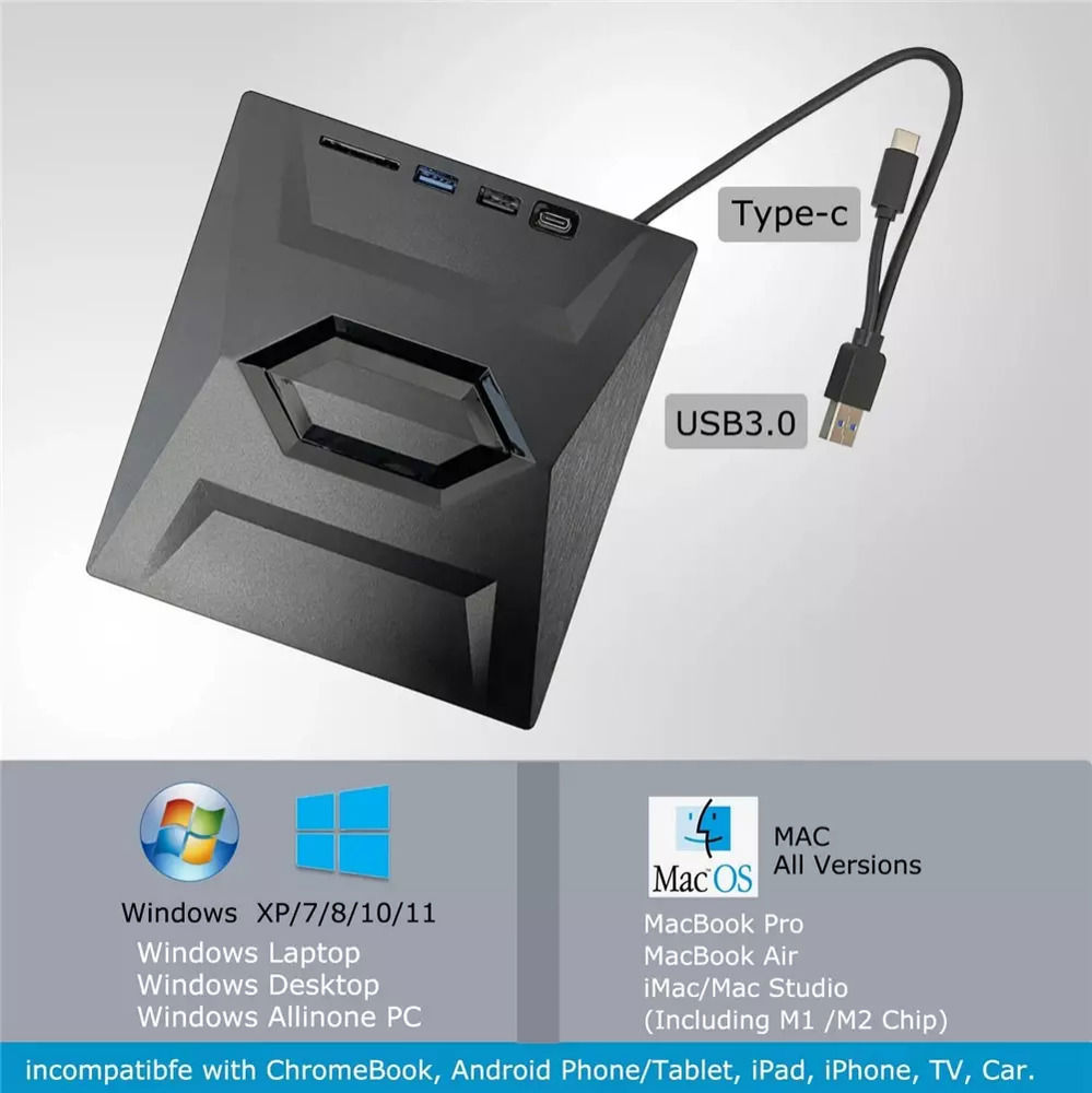 High-Speed External CD/DVD Drive with USB 3.0 for Windows PCs