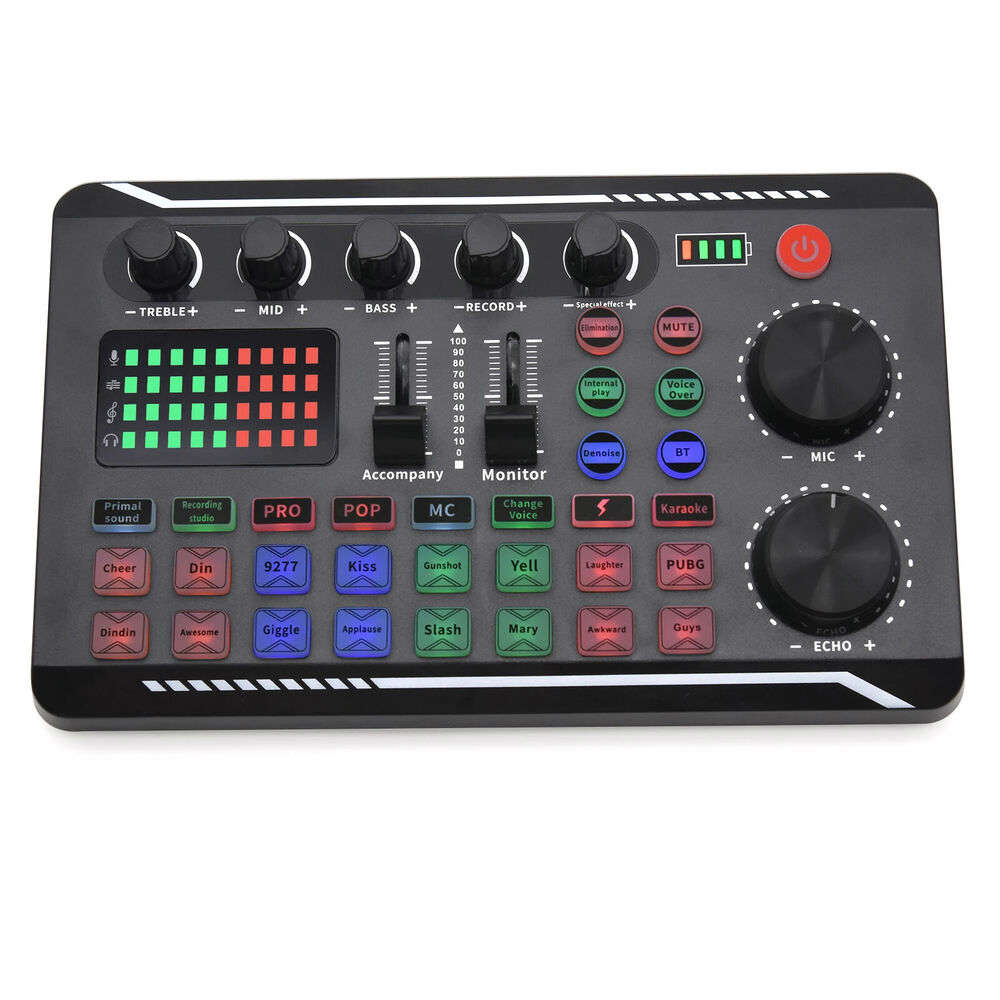Professional DJ Mixer with Live Sound Card and Voice Changer Effects