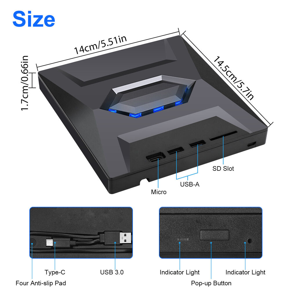 High-Speed External CD/DVD Drive with USB 3.0 for Windows PCs