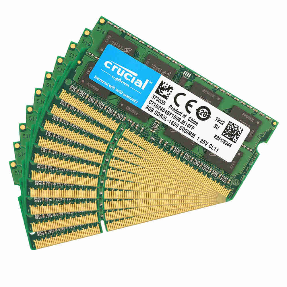 Crucial 10x 8GB 2Rx8 PC3L-12800S SODIMM RAM Laptop Memory CL11 DDR3L 1600MHz