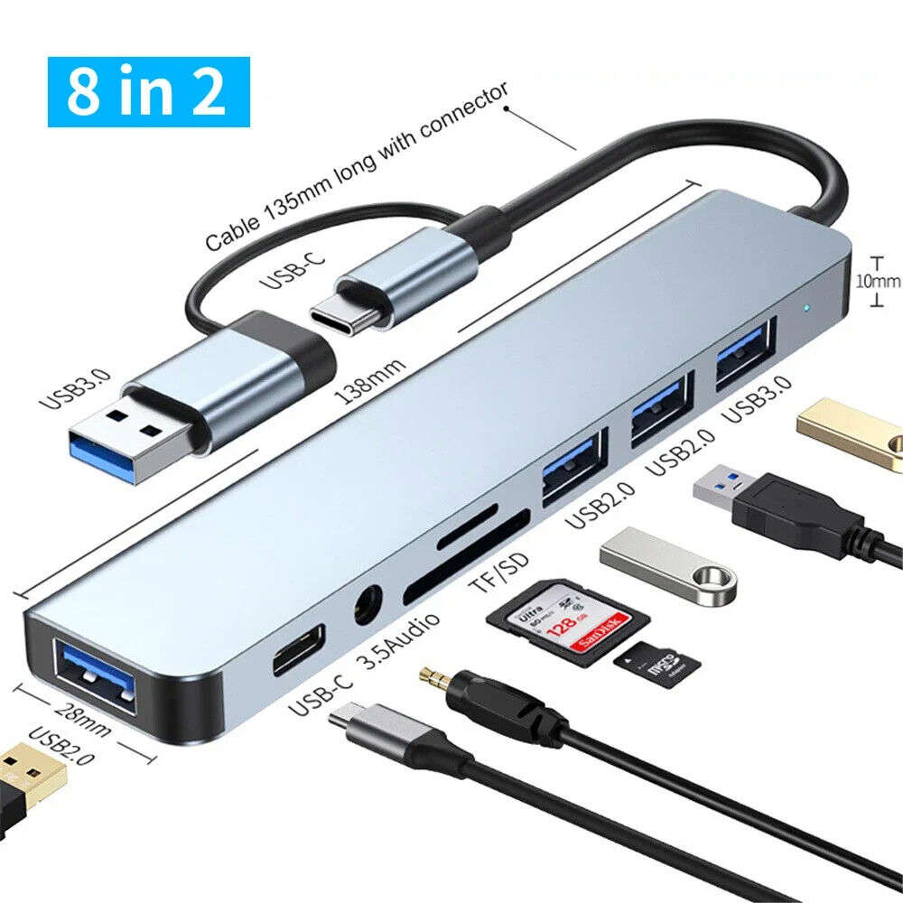 USB-C Multi-Port Docking Station with USB 3.0, SD/TF Card Reader, Audio Jack