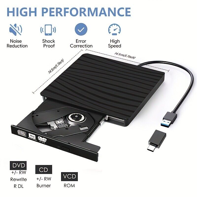 Portable USB 3.0 & Type-C CD/DVD Drive