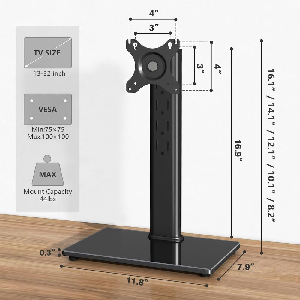 Ergonomic Single Monitor Stand VESA Mount for 13-32 Inch Screens