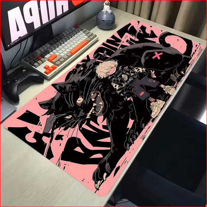 Cute Kawaii Girl and Cat Keyboard Mat with Long Padding