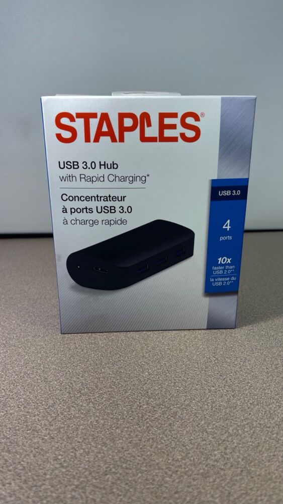 4-Port USB 3.0 Hub with Rapid Charge - Portable and Fast Charging Solution