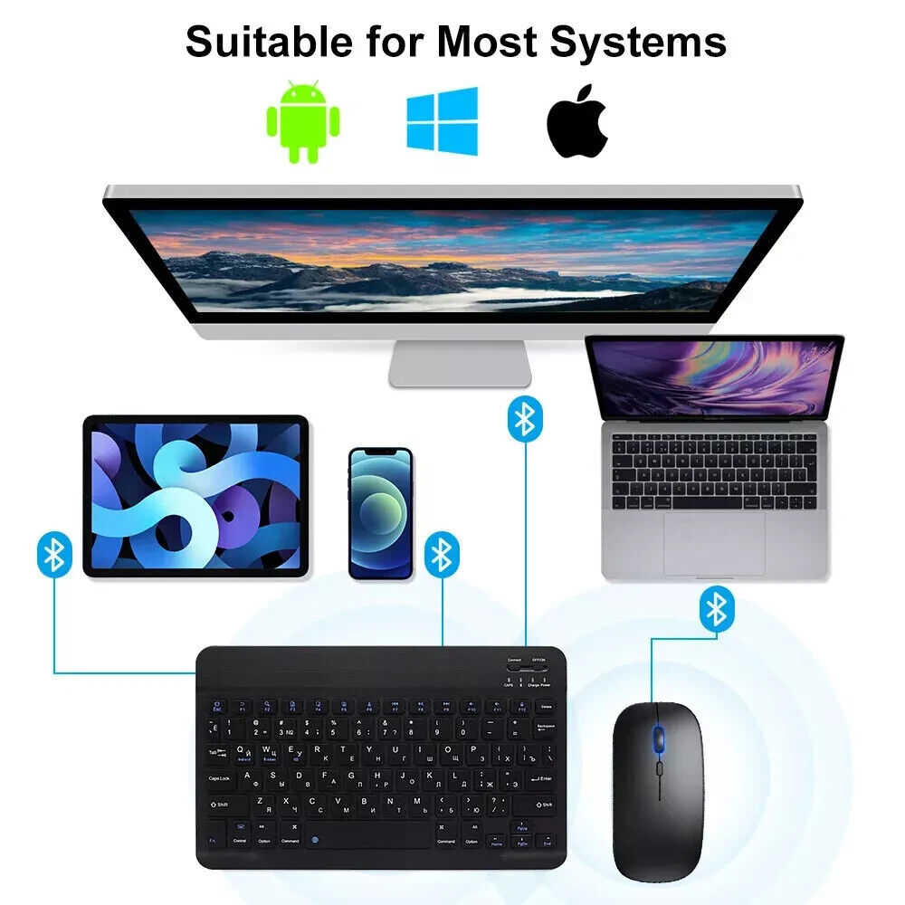 Bluetooth Wireless Keyboard Mouse Combo for Tablets
