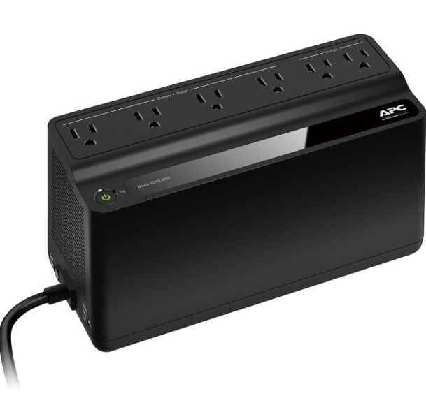 6 Outlet UPS Battery Backup Surge Protector with 5 ft Power Cord