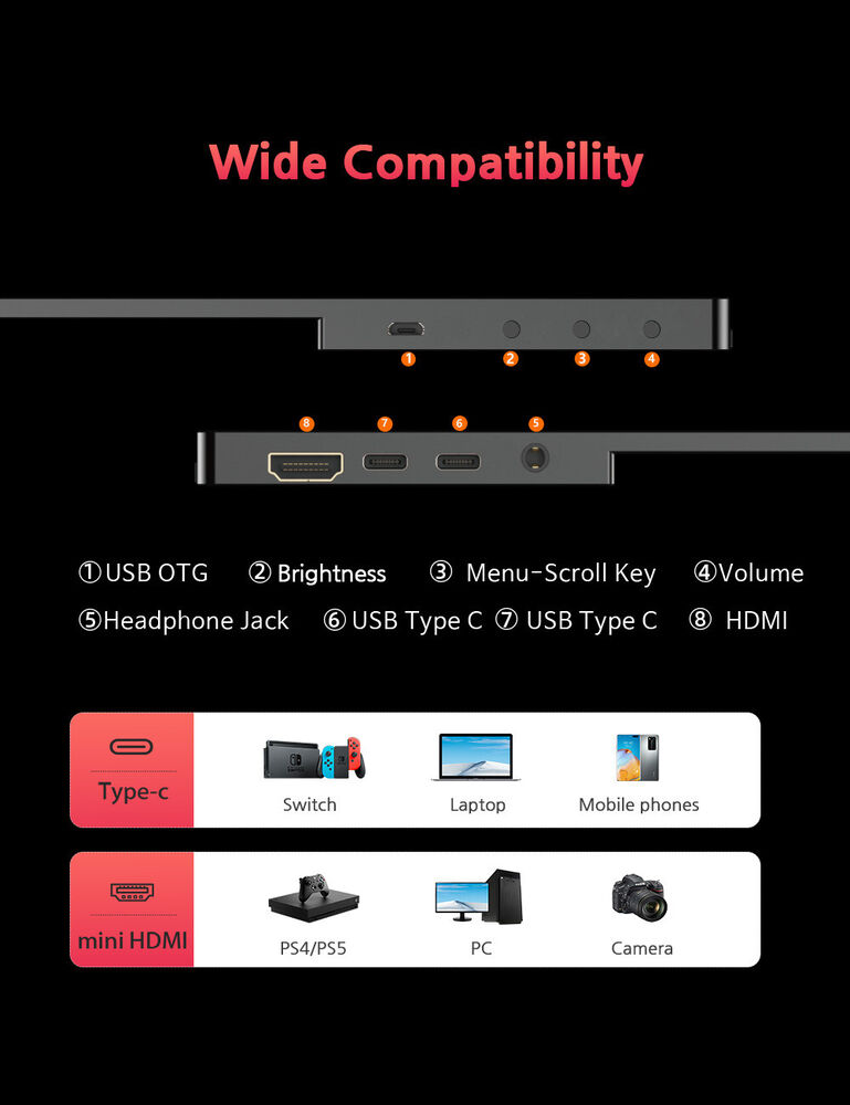 UPERFECT 16" 120Hz Portable Gaming Monitor with IPS Screen