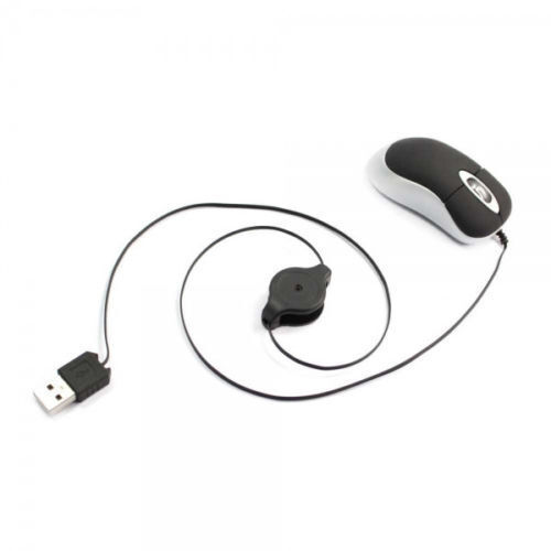 Compact Retractable USB Optical Mouse for Laptops and PCs
