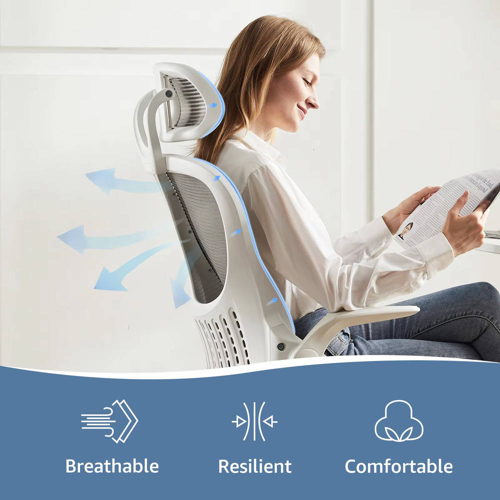 Ergonomic Mesh Office Chair with Flip-Up Arms and Adjustable Headrest