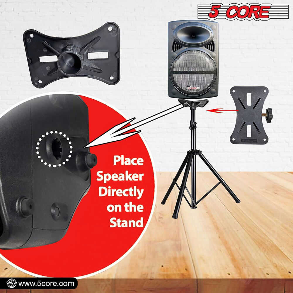 5Core Adjustable Tripod Floor Speaker Stands for DJ and Studio Use
