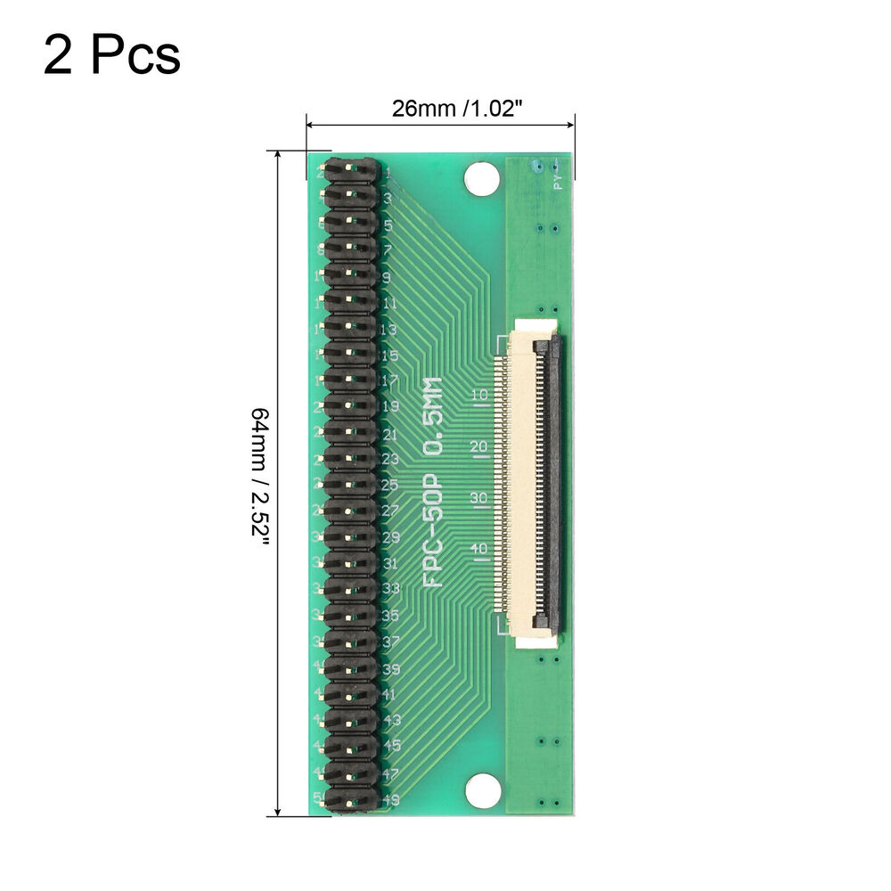 2pcs 50 Pin Double Row Male Pin Header Strip Adapter for FFC FPC Connectors