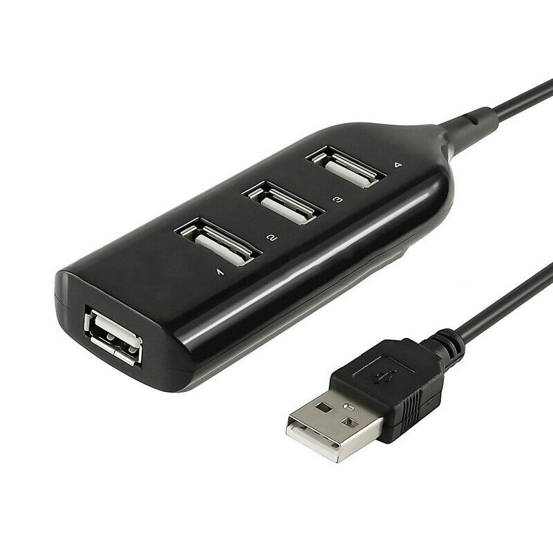 4-Port USB 2.0 High-Speed External Hub with Cable for Notebooks and PCs