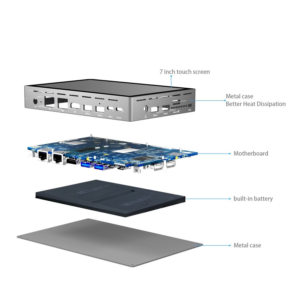 7 Inch Touch Screen Mini PC with Intel N100, 16GB RAM, 512GB SSD