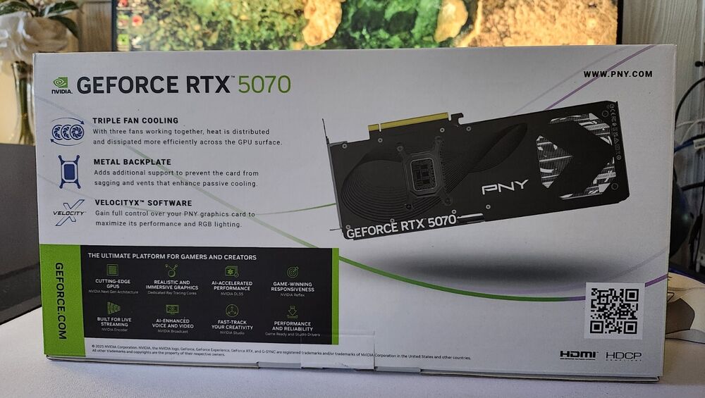 PNY NVIDIA RTX 5070 12GB OC 3x Fan Graphics Card - High-Performance Gaming
