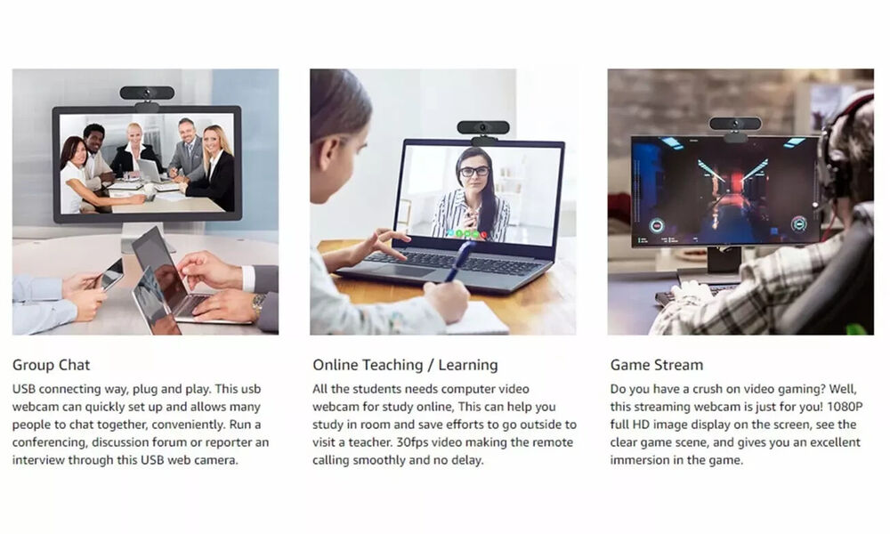1080P Full HD USB Webcam with Built-in Microphone