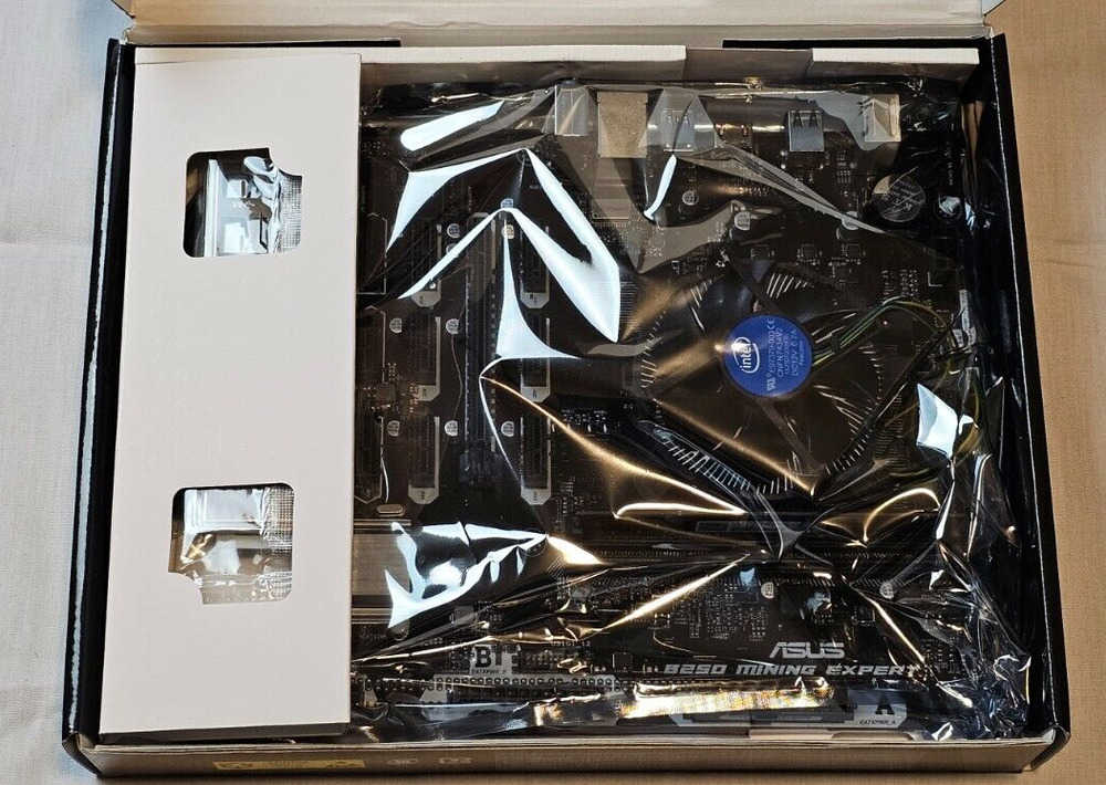 ASUS B250 Mining Expert Motherboard Bundle with Processor, Cooling Fan, and 4GB RAM