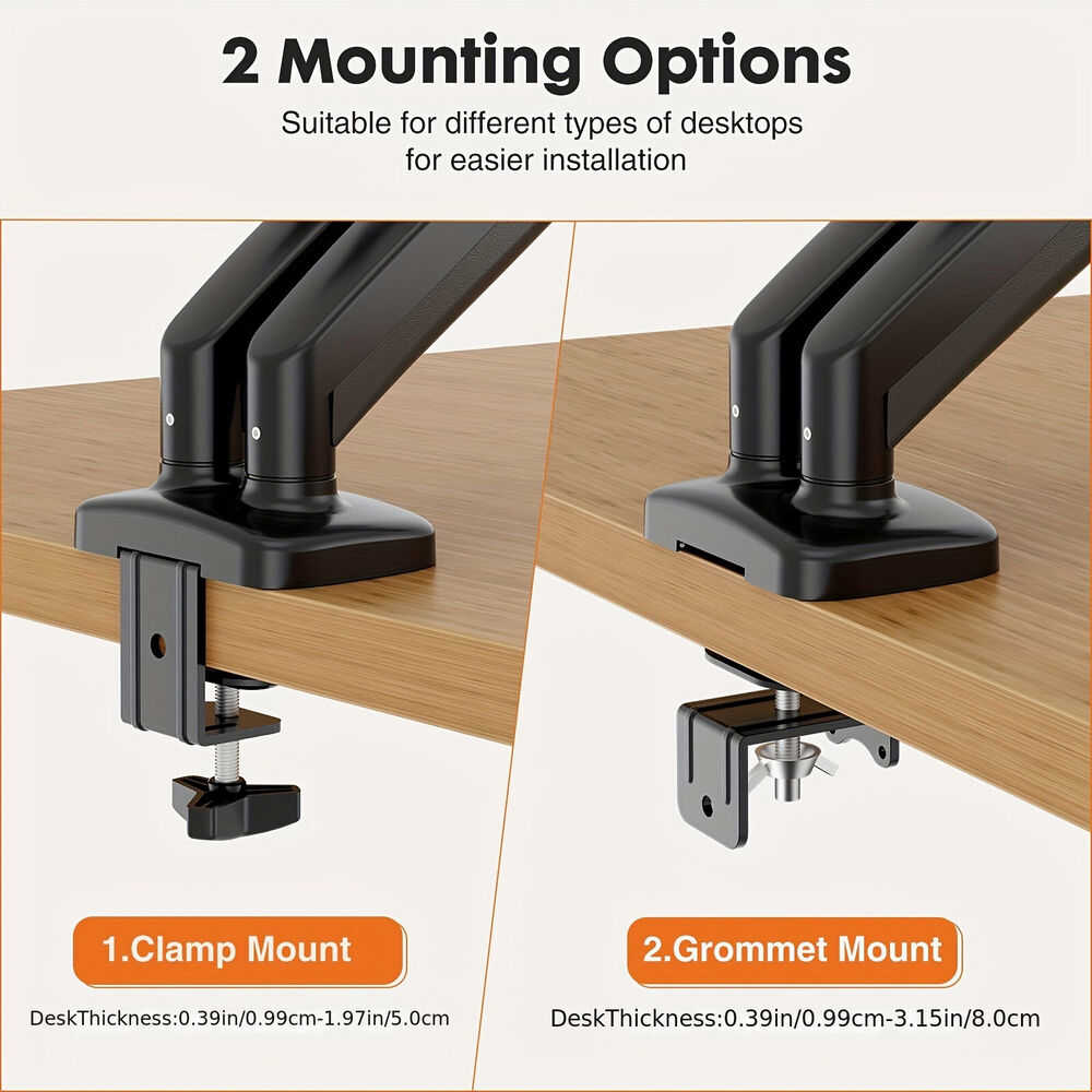 SMUG Dual Monitor Stand Arm - Ergonomic Gas Spring Desk Mount