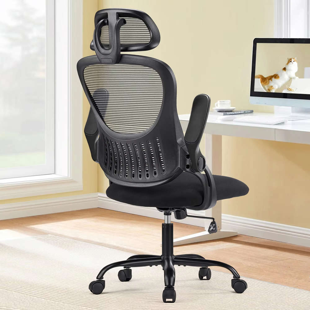 Ergonomic Mesh Office Chair with Flip-Up Arms and Adjustable Headrest