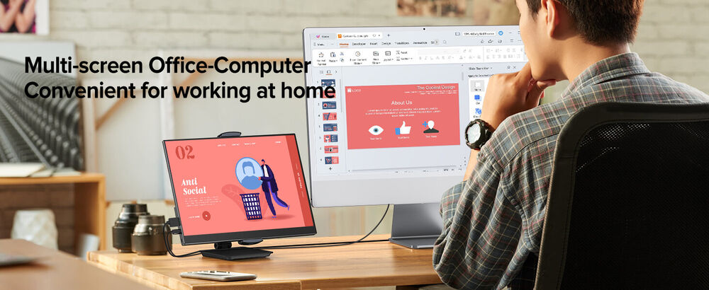 UPERFECT 14" 2K HDR Portable Monitor with Dual USB-C & HDMI