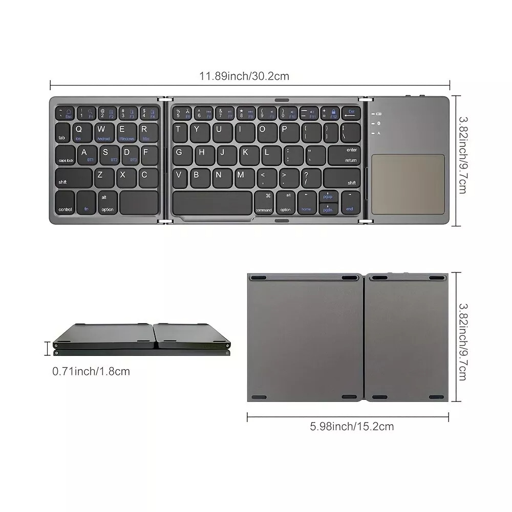 Compact Foldable Bluetooth Keyboard with Touchpad