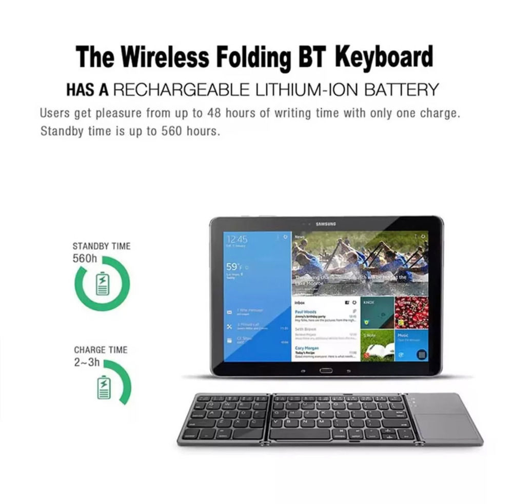 Compact Foldable Bluetooth Keyboard with Touchpad