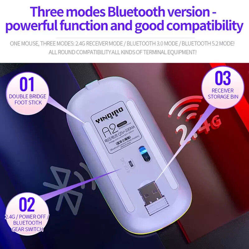 2.4GHz Rechargeable RGB Wireless Optical Mouse for PC and Laptop