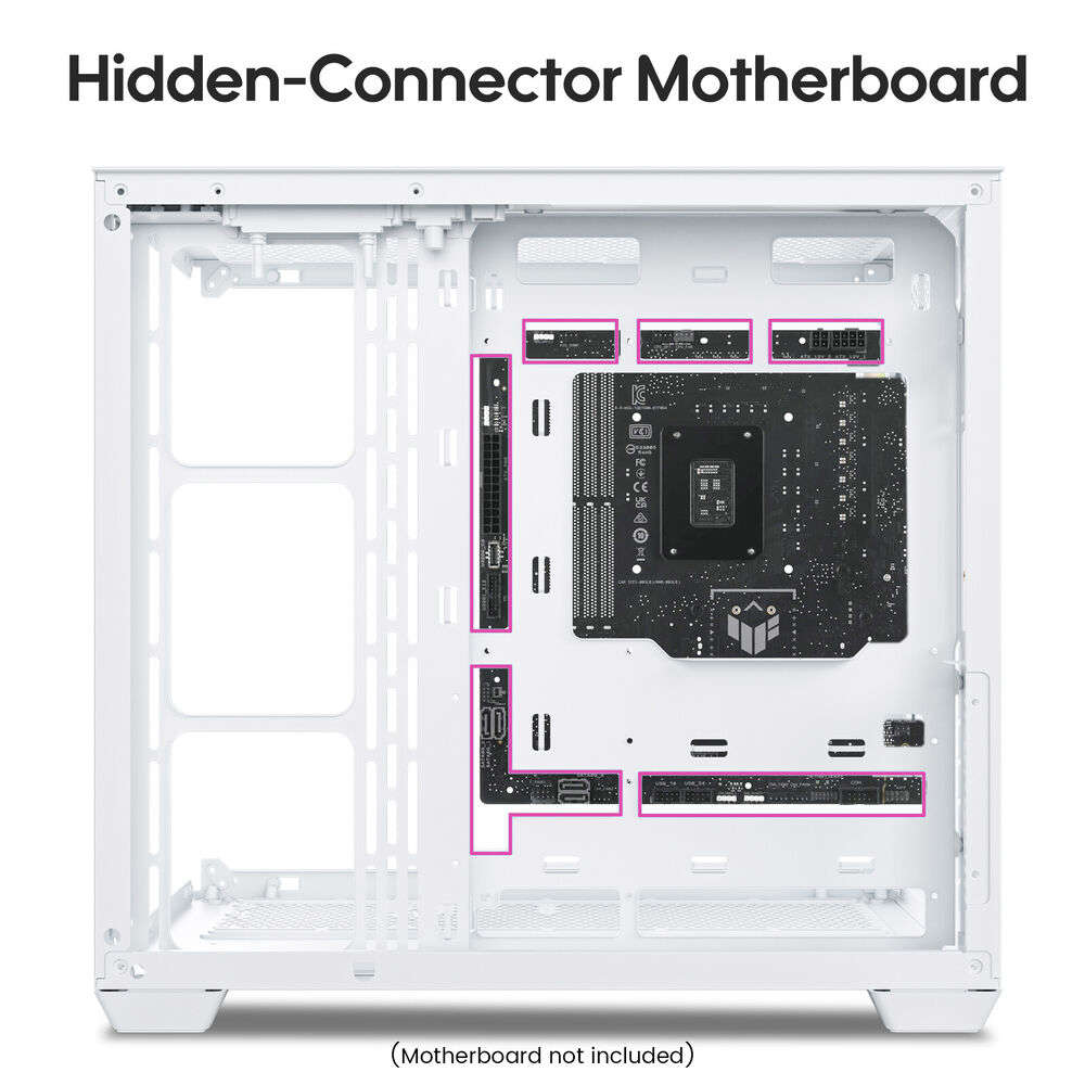 Vetroo AL900 White ATX Mid Tower PC Case with Tempered Glass and RGB Fans