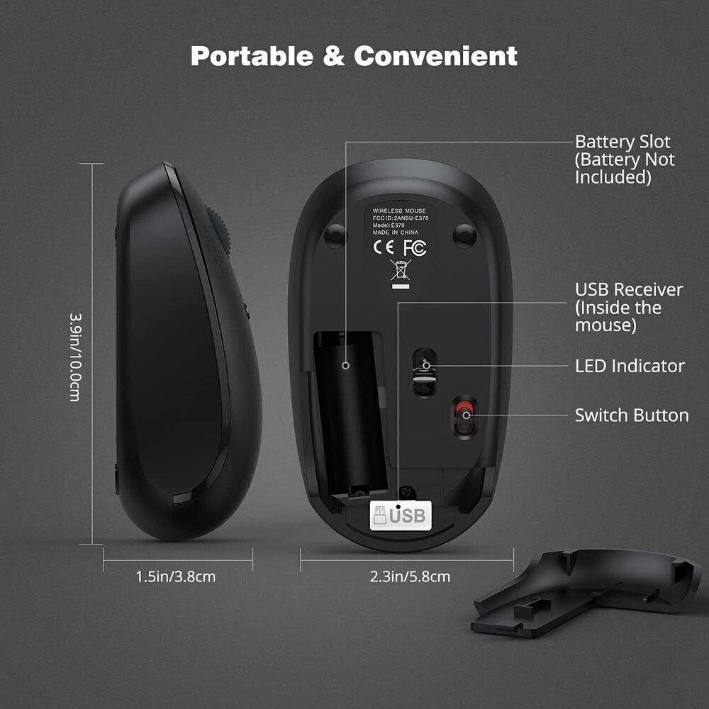 Wireless 2.4GHz Optical Mouse with USB Receiver