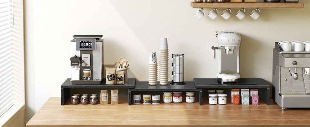 Adjustable Dual Monitor Stand with Polycarbonate Shelf - Ameriergo AEMS01