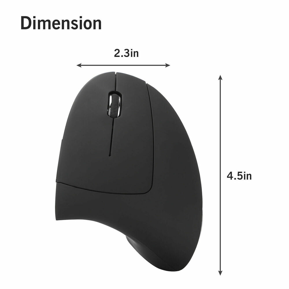 Ergonomic Vertical Optical Mouse with 6 Keys, USB Wireless, 2.4GHz, 1200DPI