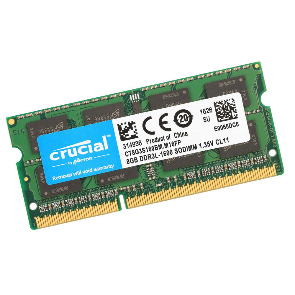 Crucial 10x 8GB 2Rx8 PC3L-12800S SODIMM RAM Laptop Memory CL11 DDR3L 1600MHz