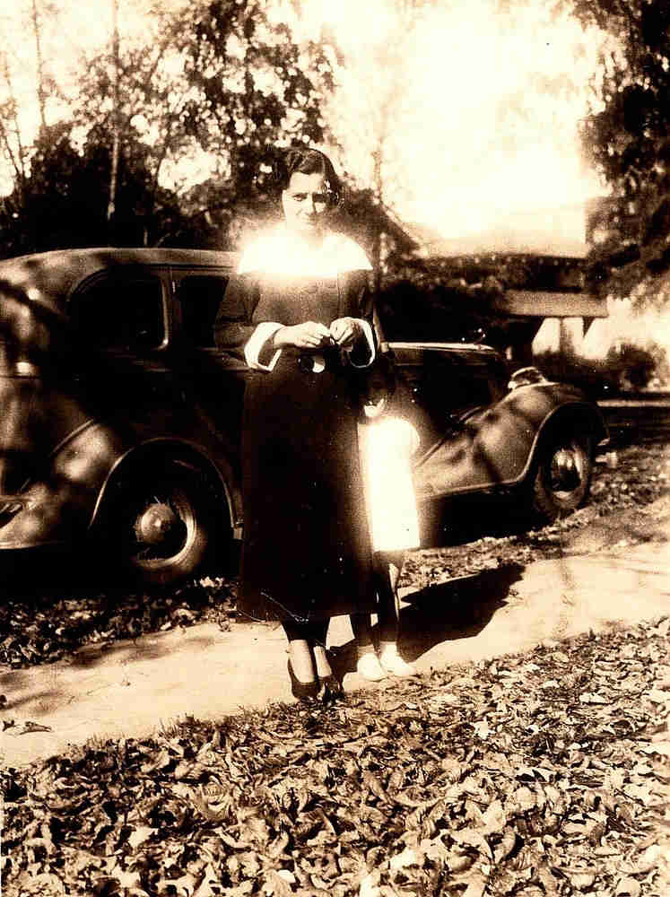 Vintage Outdoor Family Photo with Car and Dress