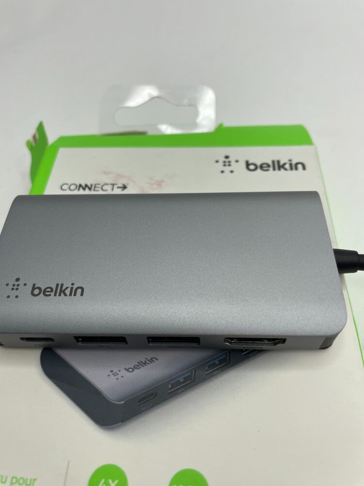 Belkin USB-C Hub 4-in-1 Multi-Port Adapter with 4K HDMI and 100W Charging for MacBook Pro and Air