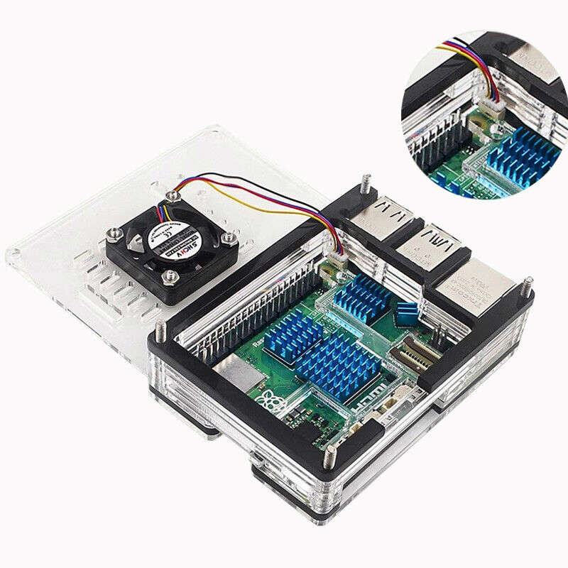 Raspberry Pi 5 DIY Kit with 4GB/8GB RAM, Acrylic Case, Power Adapter, HDMI, and Cool Fan