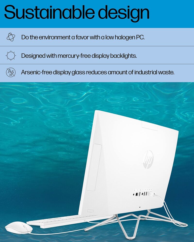 HP All-in-One PC Desk Computer 21.5" Ryzen 3 8GB RAM 256GB SSD Win11 H 22-dd0032