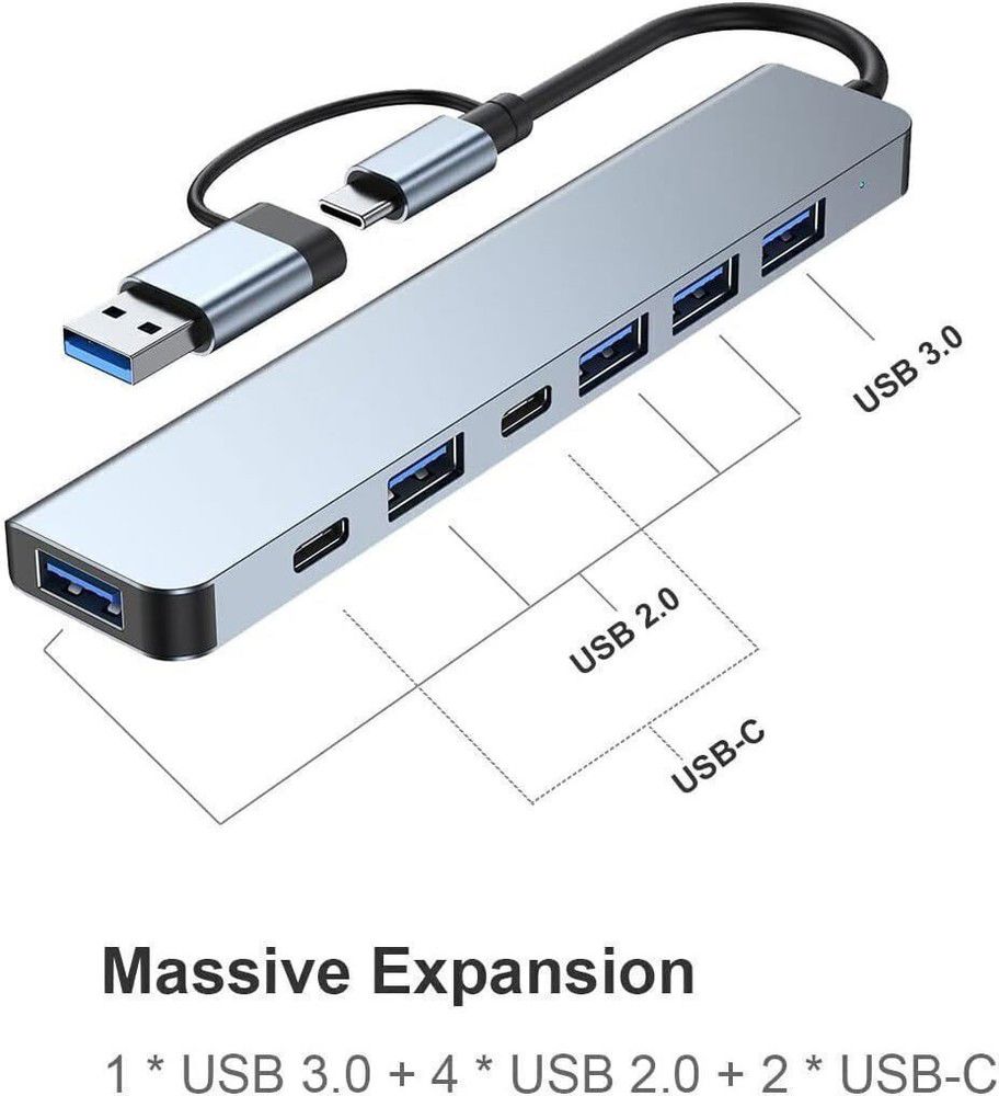7-in-1 USB-C Hub Adapter Dock with Multiple Ports