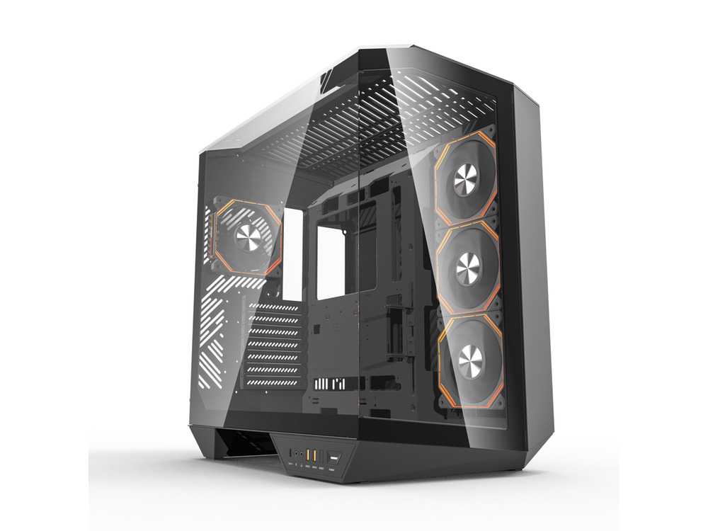 darkFlash DY470 Black Steel ATX Mid-Tower Gaming Case with Tempered Glass
