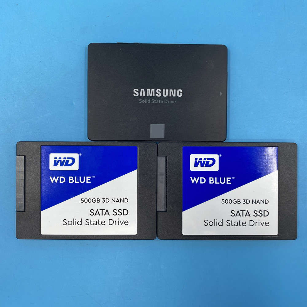 (LOT OF 3) 500GB SSD 2.5 SATA Solid State Drive - SAMSUNG/WD